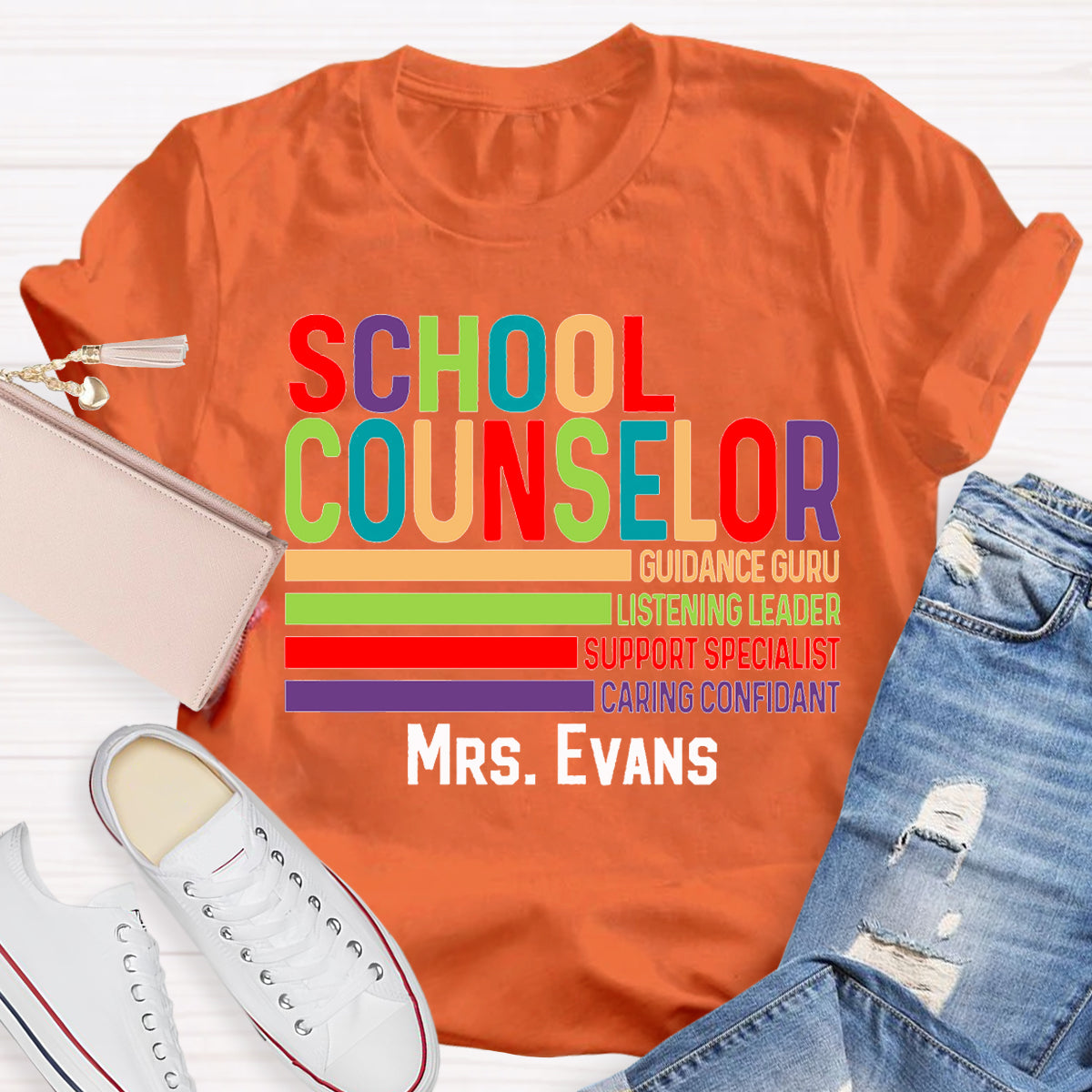 Personalized Name School Counselor Guidance Gure Listening Leader Support Specialist T-shirt