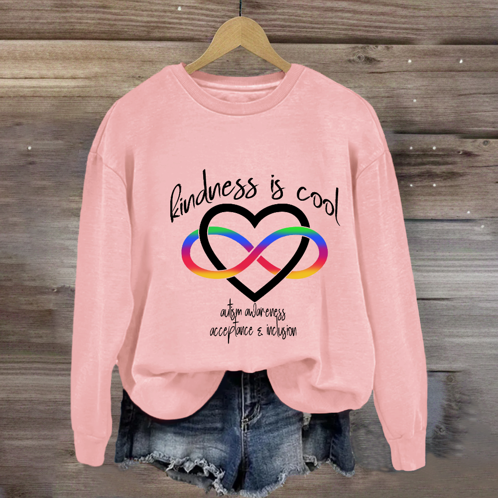 Kindness is Cool Autism Infinity Heart Rainbow Sweatshirt