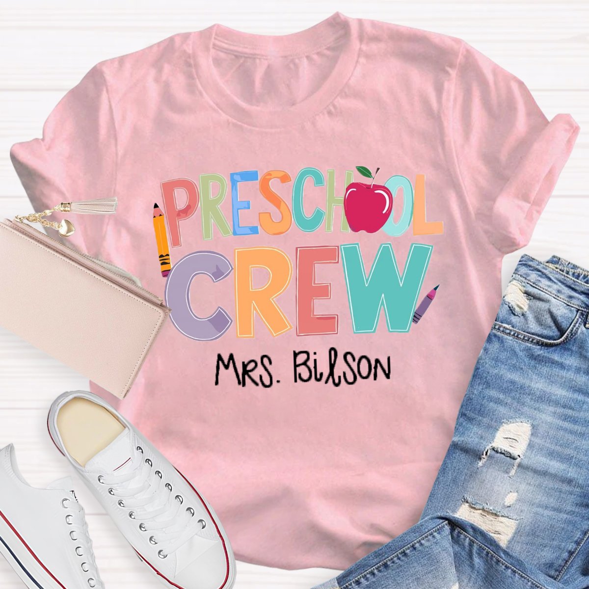 Personalized Name Preschool Crew Shirt