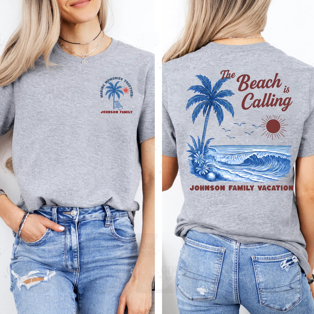 Personalized Name  Making Memories Together  Double Printed T-shirt