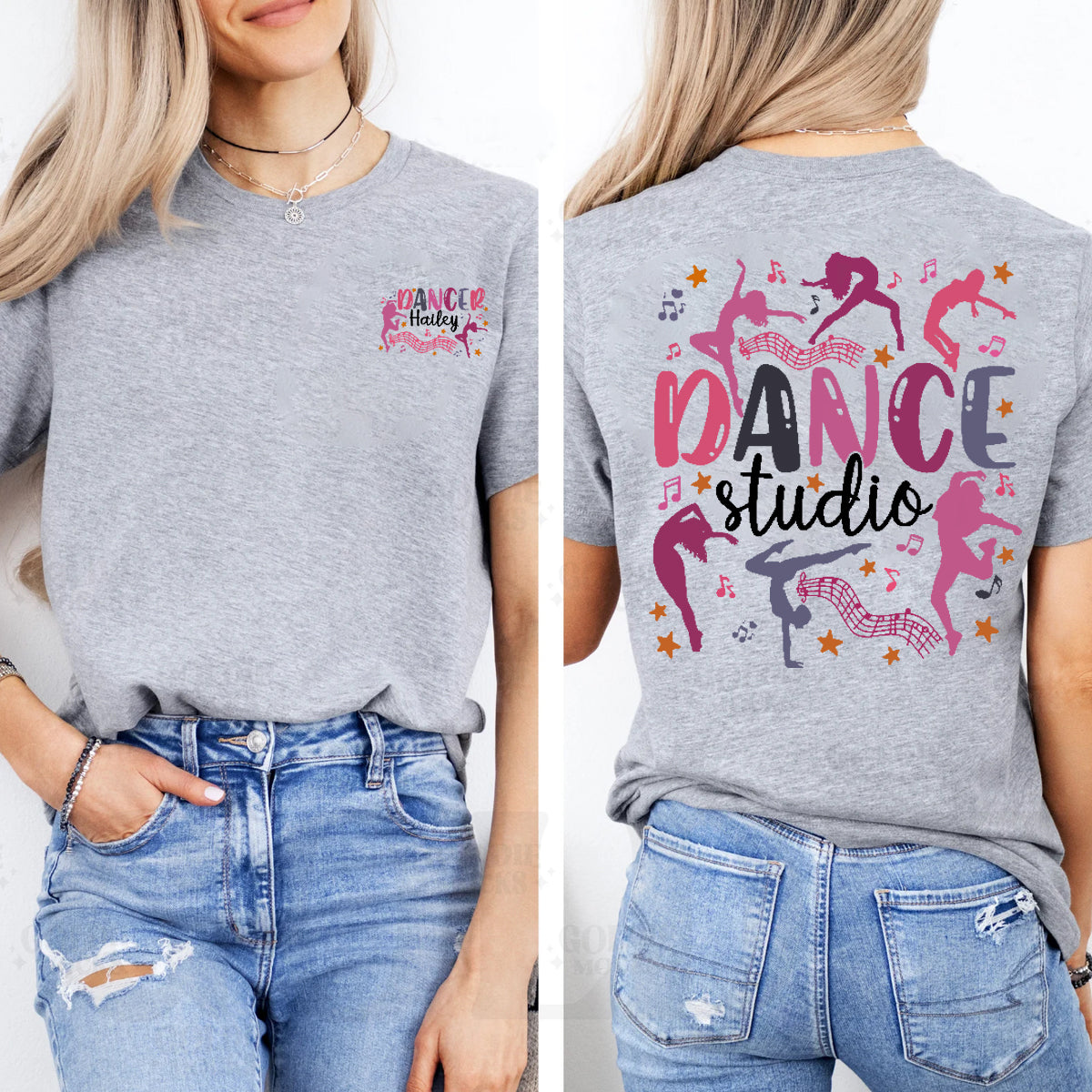 Personalized Name  Dance Studio  Double Printed T-shirt