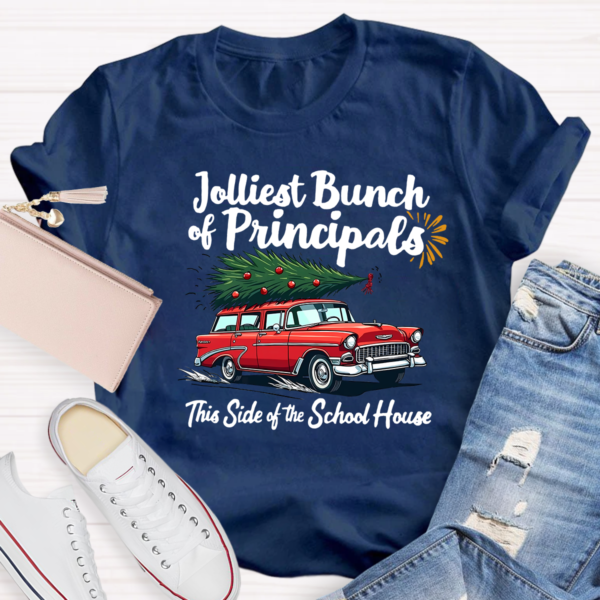 Jolliest Bunch Of Principals This Side Of The School House Christmas T-shirt