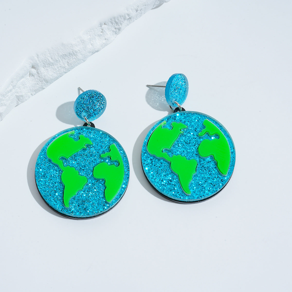 Earth-Friendly Glitter Acrylic Round Earrings For Women