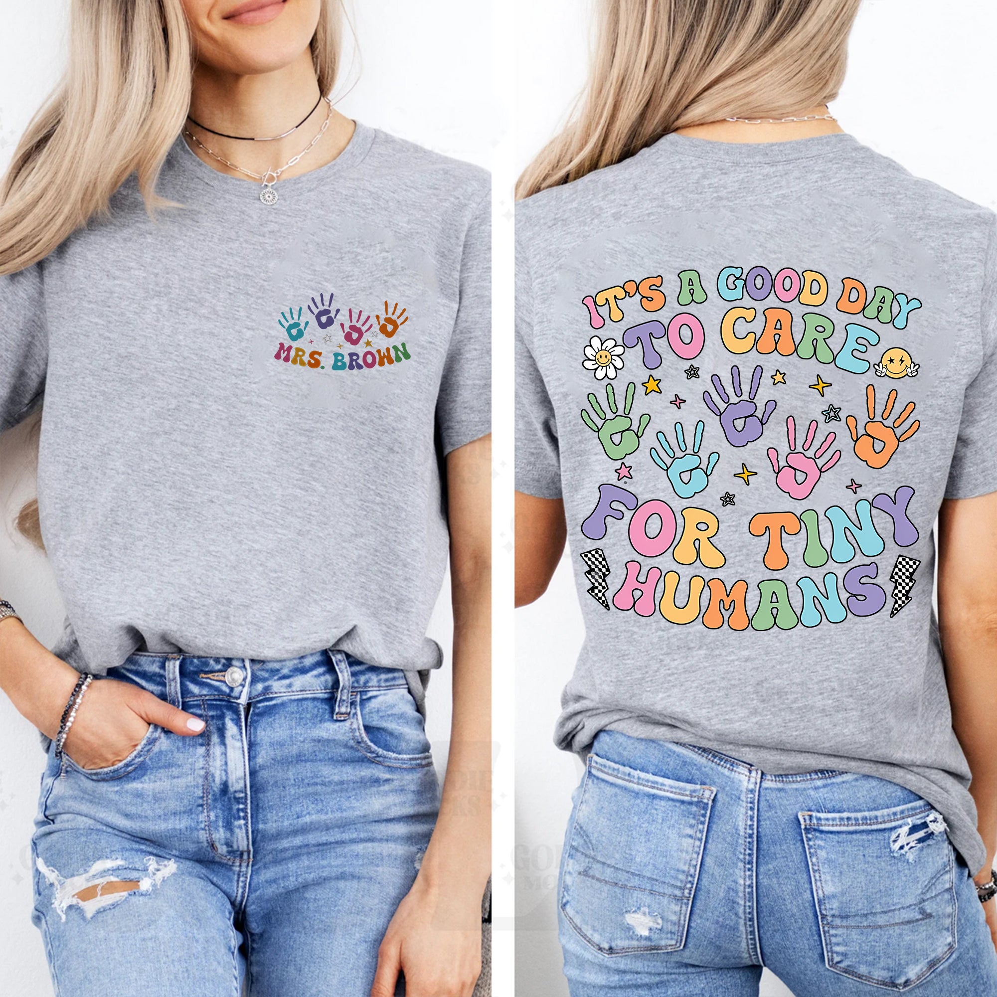 Personalized Name It'S Good Day To Care For Tiny Humans Double Printed T-shirt