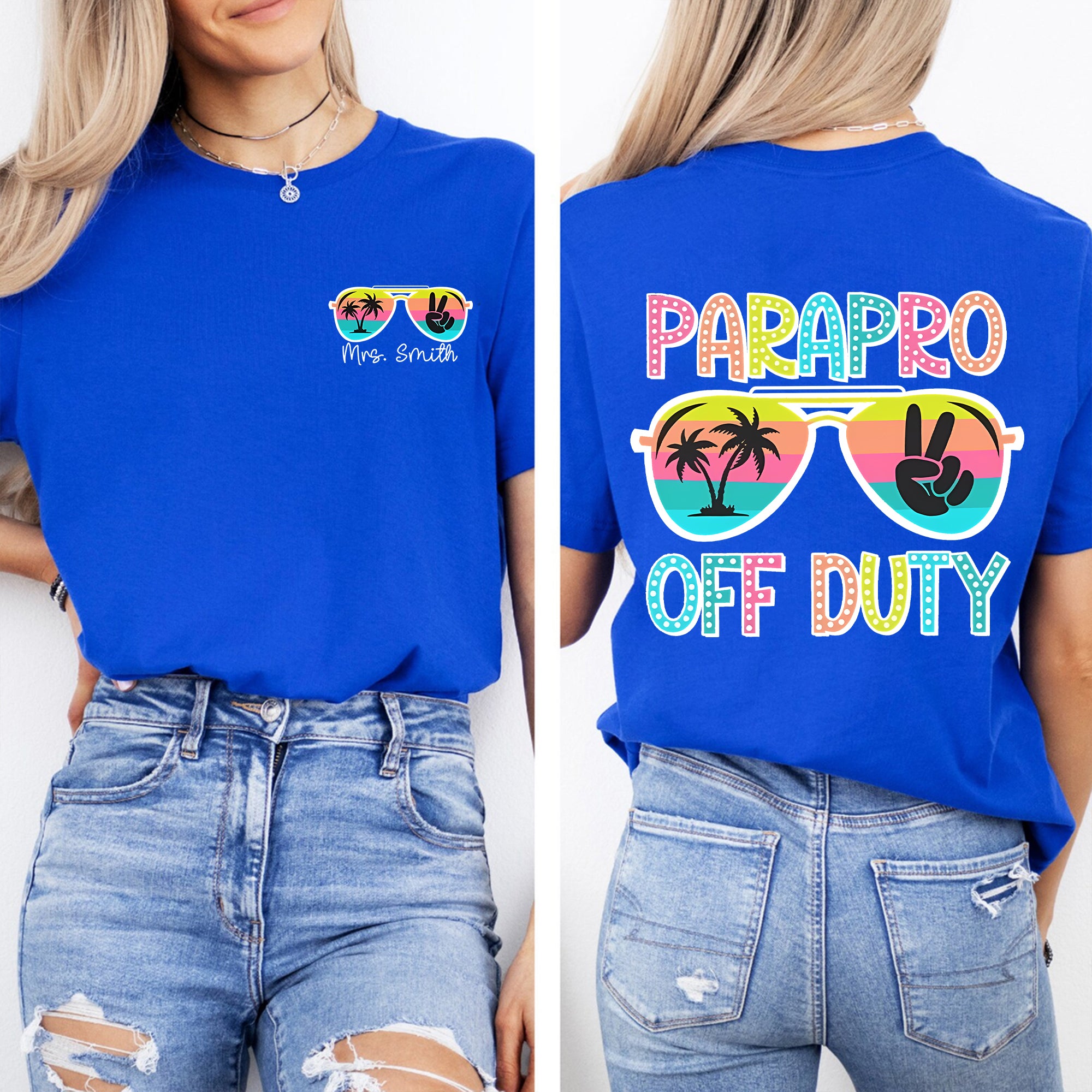 Personalized Name Parapro Off Duty Last Day Of School Double Printed T-shirt