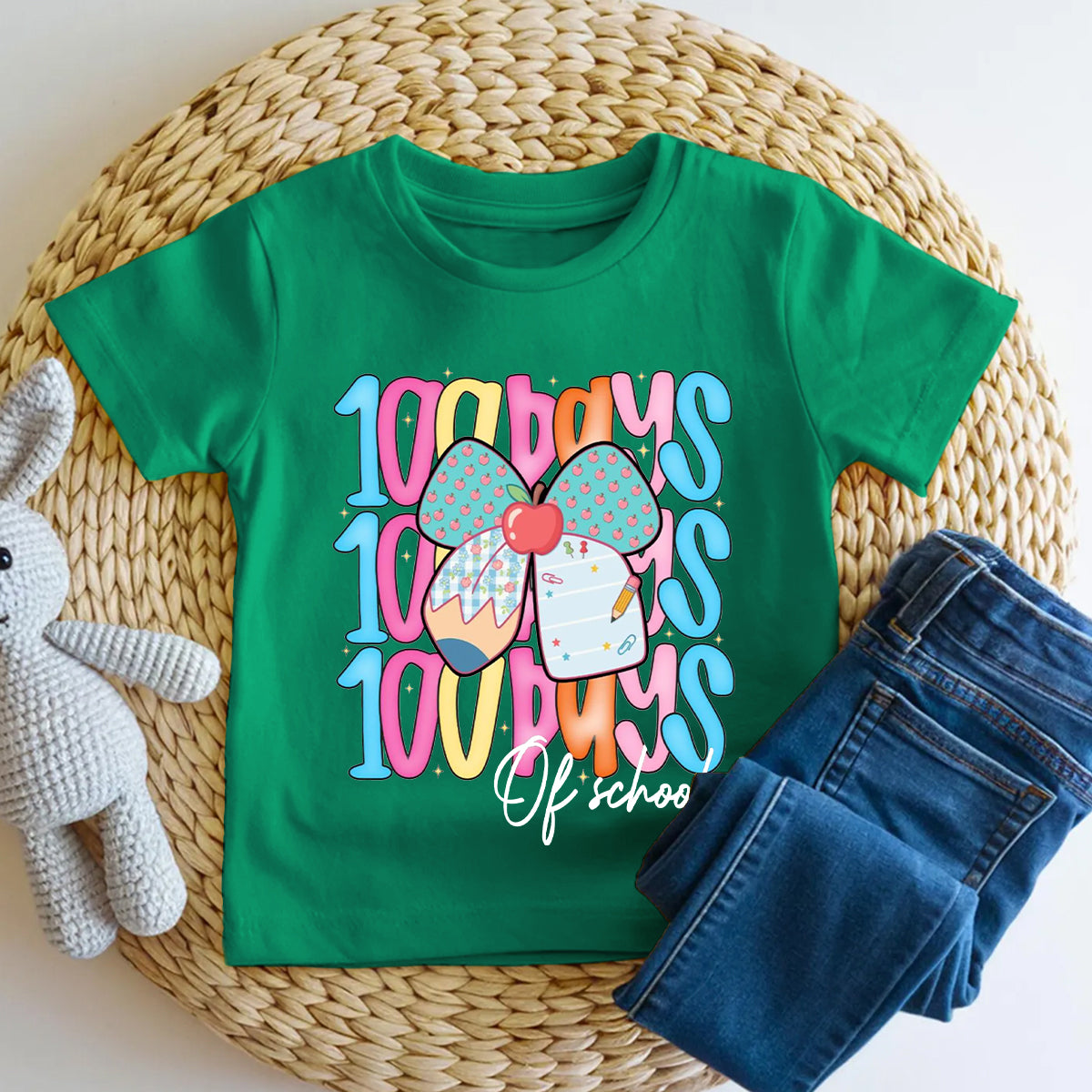 100 Days Of School Bows And Colorful Lettering Toddler T-shirts