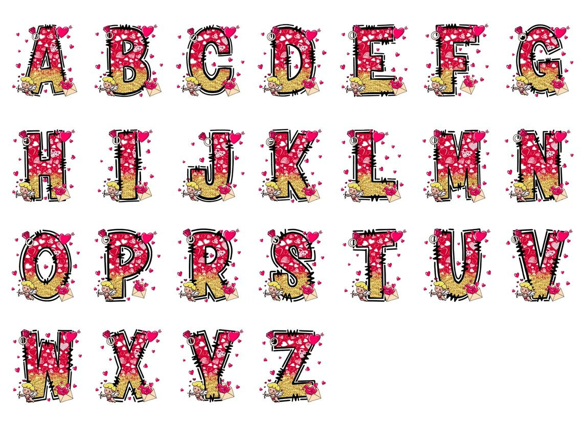 Personalized Name Valentine Day Alphabet T-Shirt