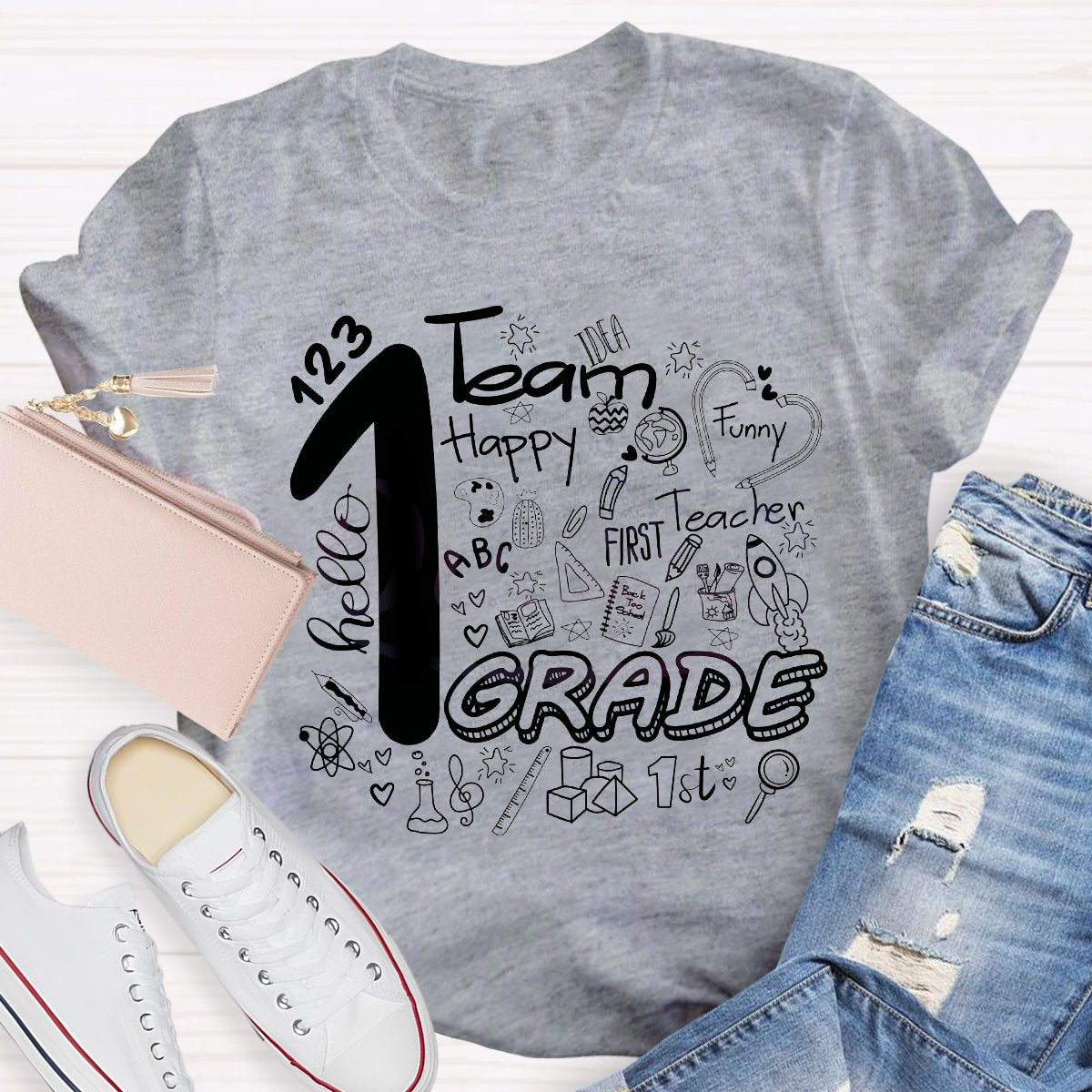 Personalized Grade Hello Team First Grade T-shirt
