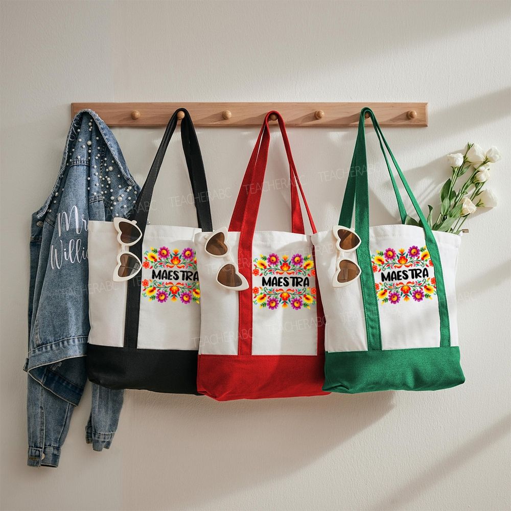 Maestra Flowers  Color-blocked Canvas Bag