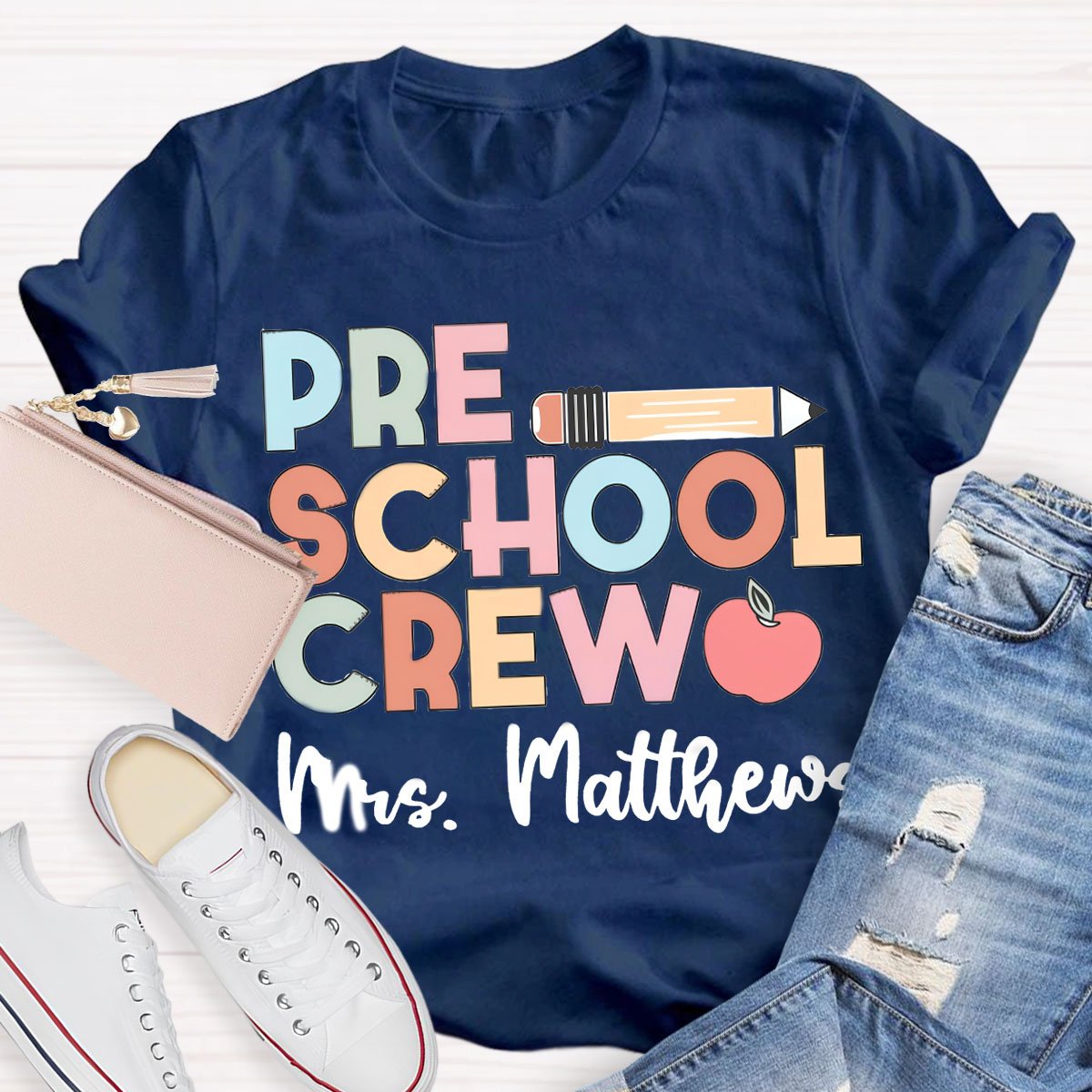 Personalized Teacher's Name And Grade Colorful Teacher T-Shirt
