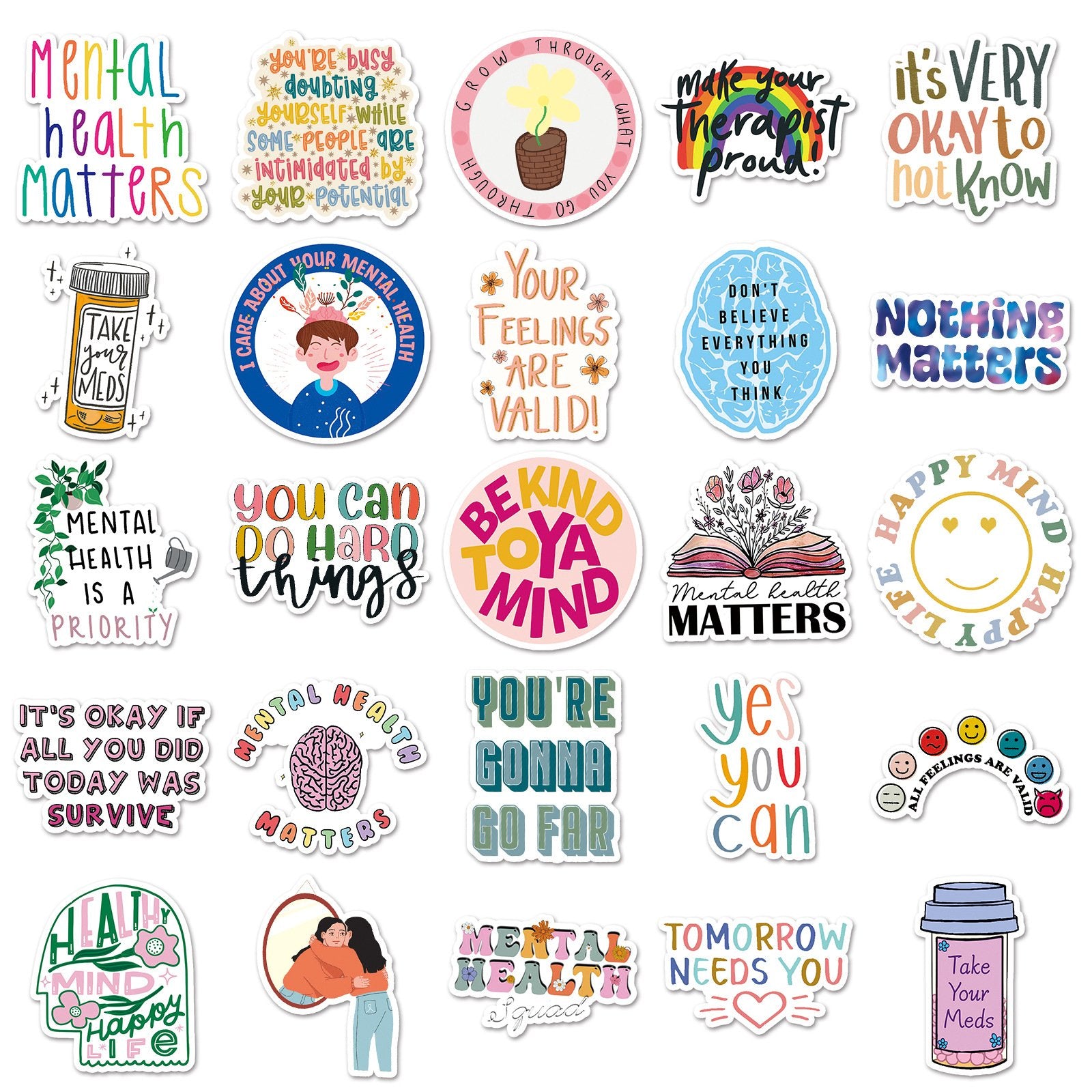 50 Mental Health Doodle Stickers