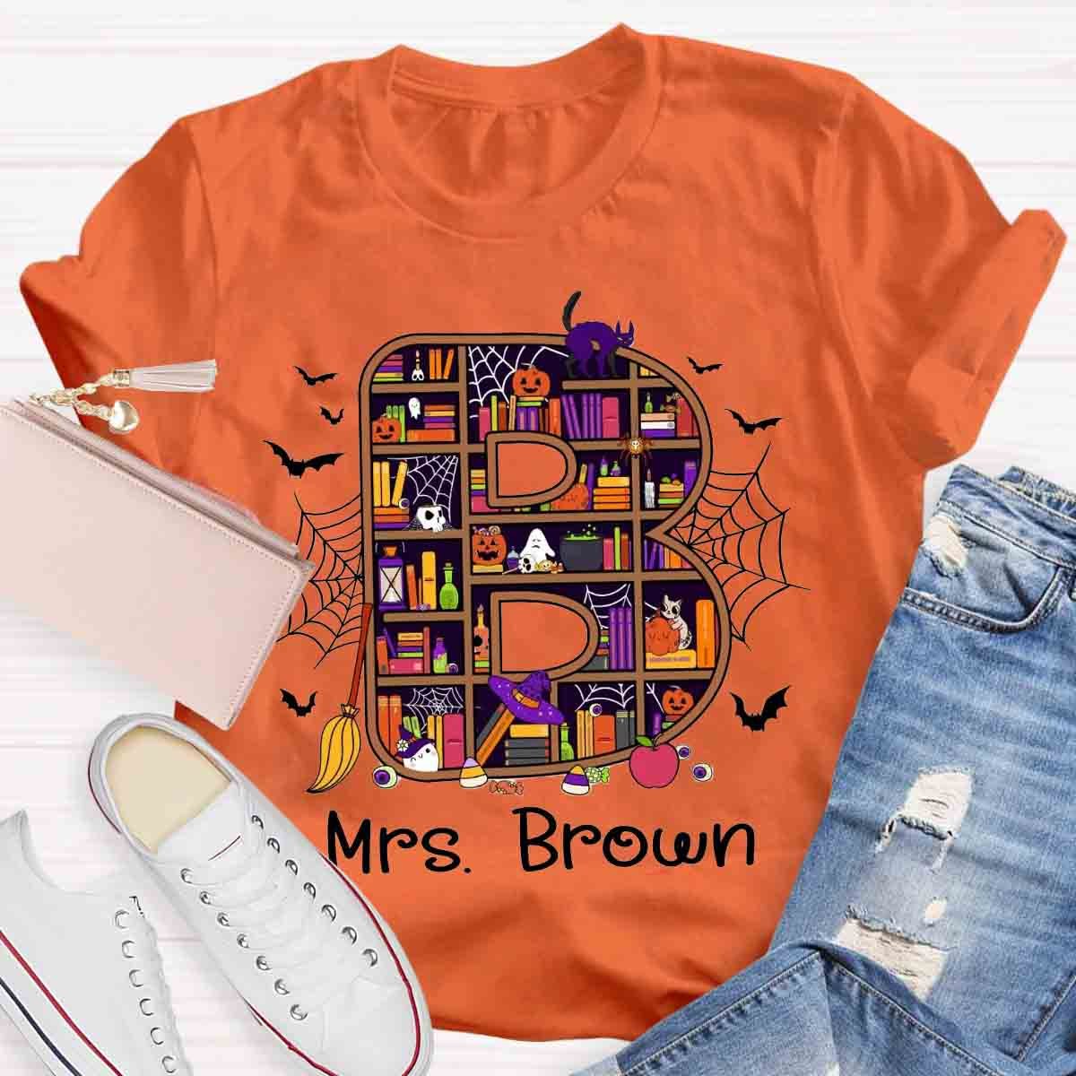 Personalized Name Halloween Spooky Teacher T-Shirt