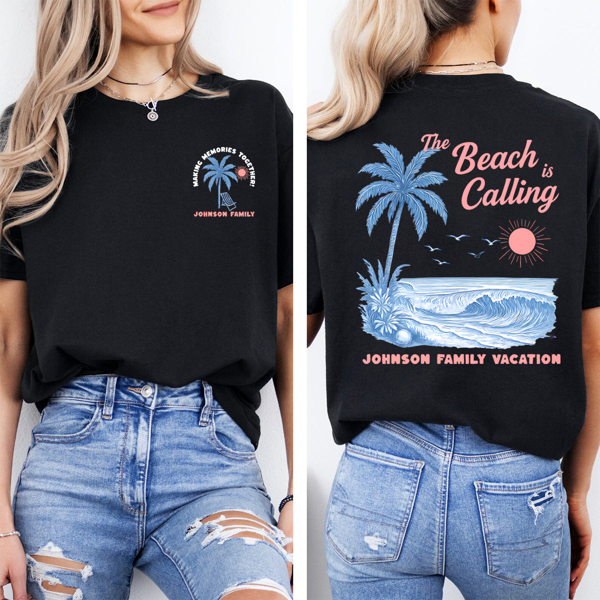 Personalized Name  Making Memories Together  Double Printed T-shirt