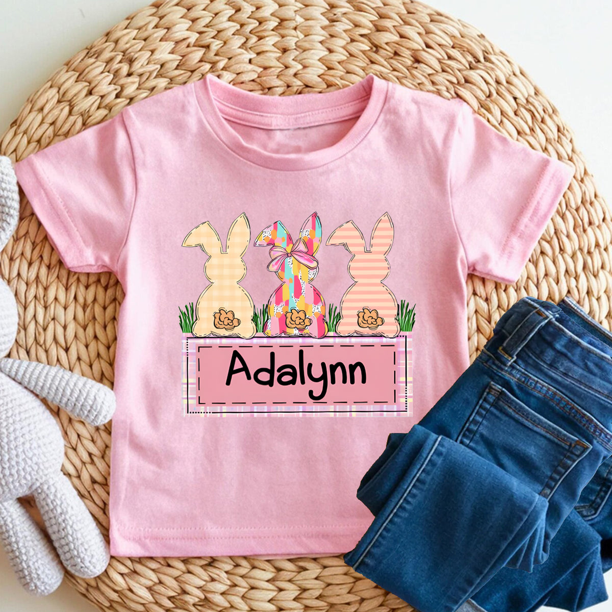 Personalized Name  Colorful Rabbit Graphic  Toddler T-shirts