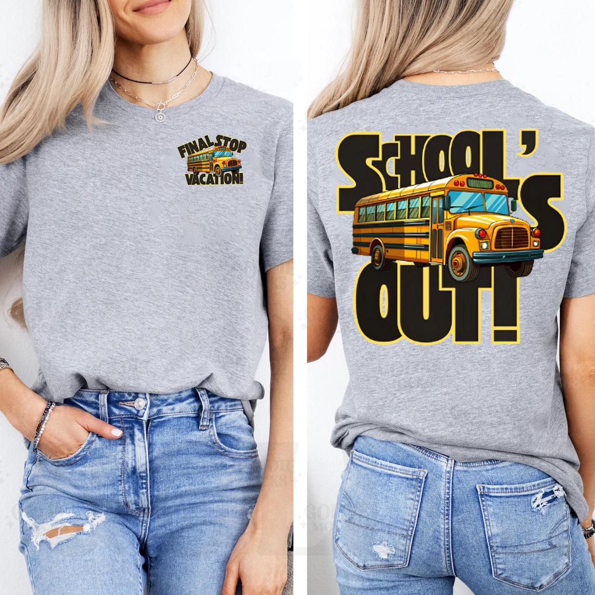 Final Stop Vacation  School's Out  Double Printed T-shirt