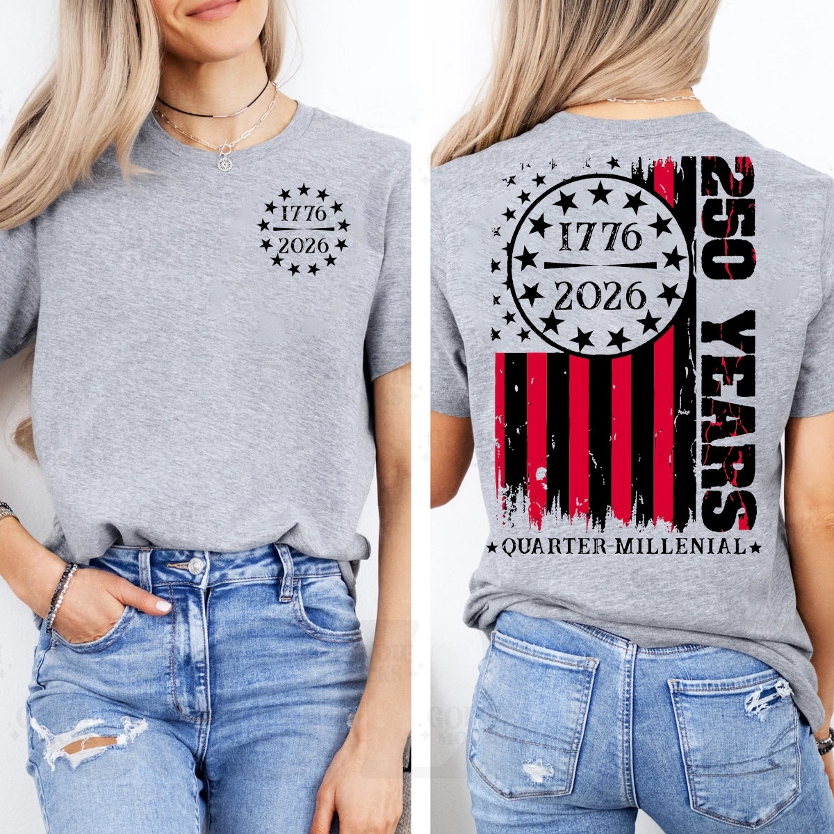 250 Years Quarter-Millennial   Double Printed T-shirt