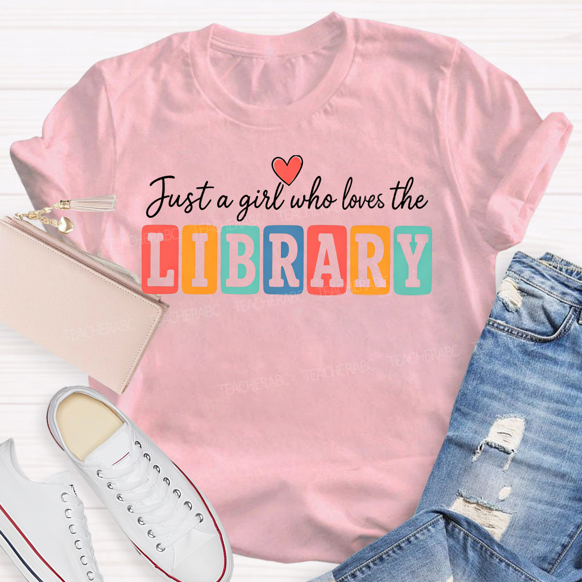 Just A Girl Who Loves The Library Colorful Block T-shirt