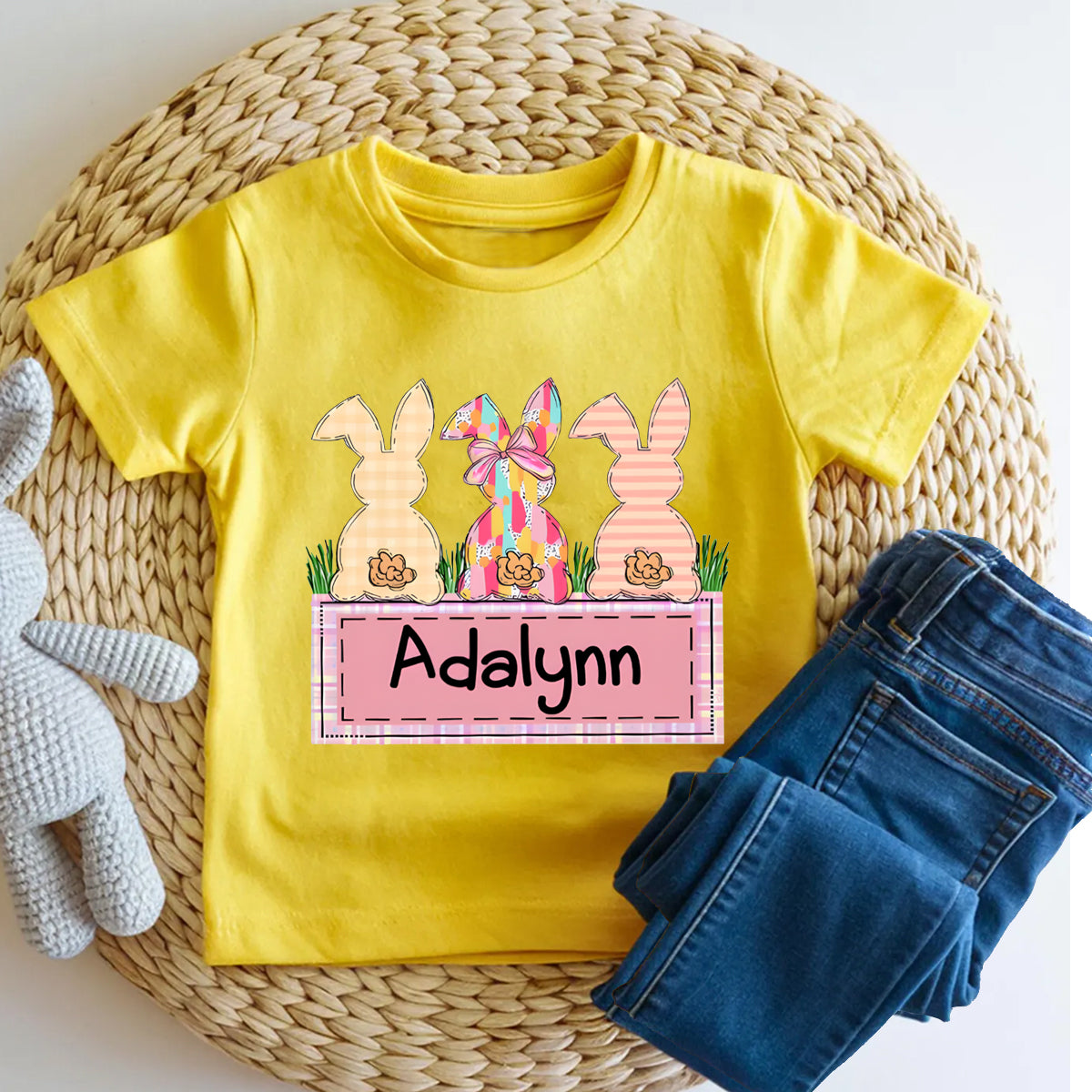 Personalized Name  Colorful Rabbit Graphic  Toddler T-shirts