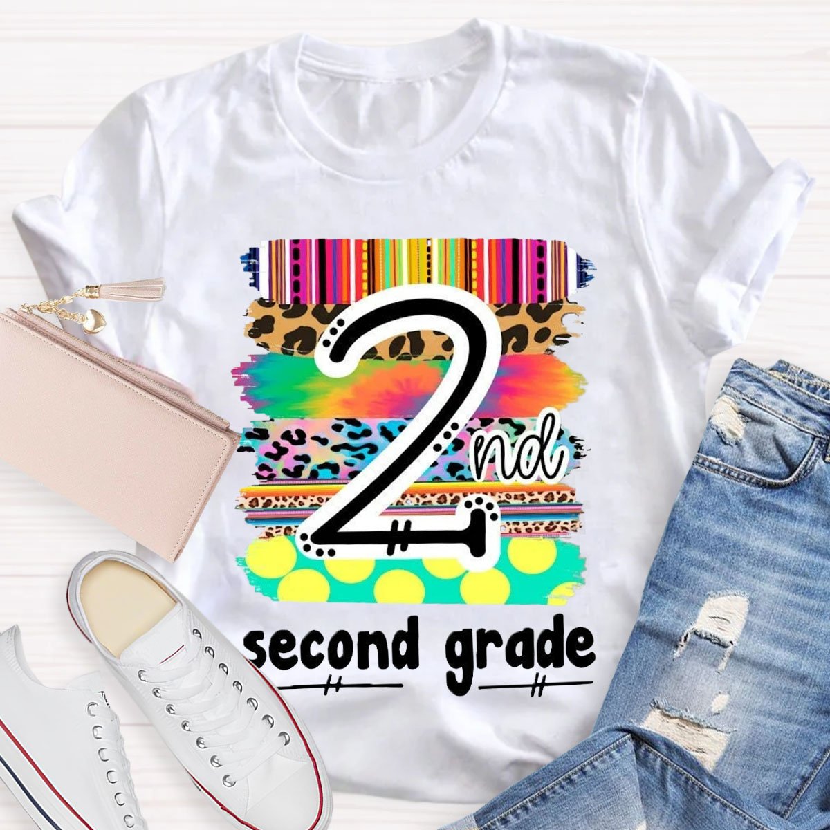 Personalized Grade Brilliant Colors Teacher T-shirt