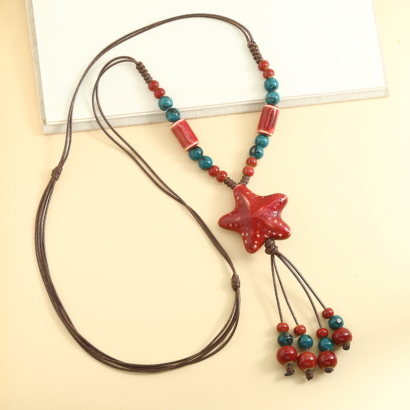 Vintage Starfish Ceramic Necklace