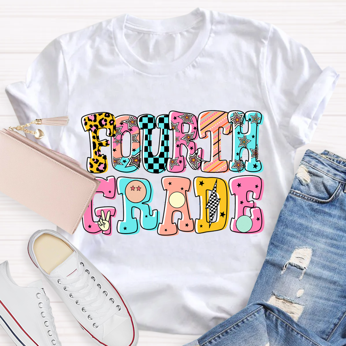 Personalized Grade Cartoon Teachers T-Shirt
