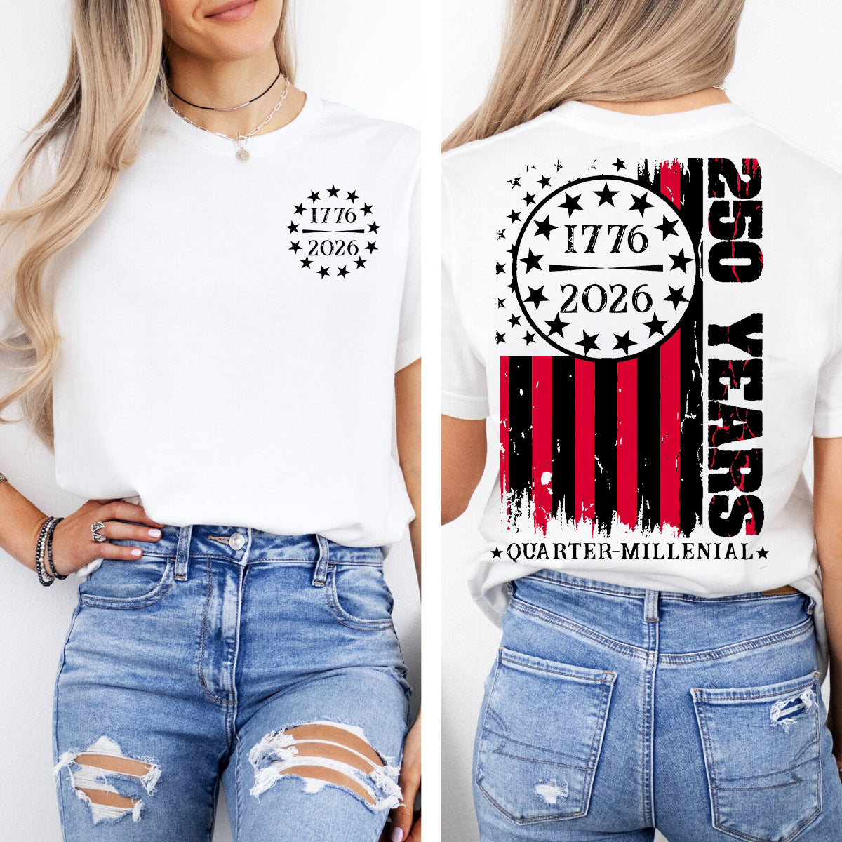 250 Years Quarter-Millennial   Double Printed T-shirt