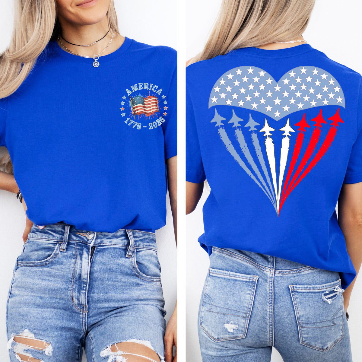 America Airplane Graphic  Double Printed T-shirt