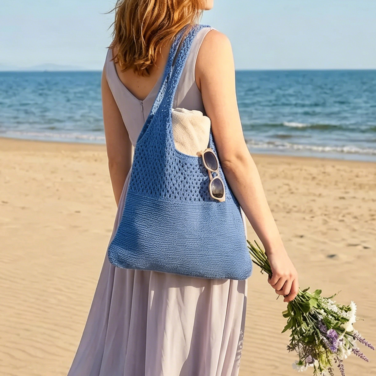 Woven Knit Solid-Color Crossbody Handbag