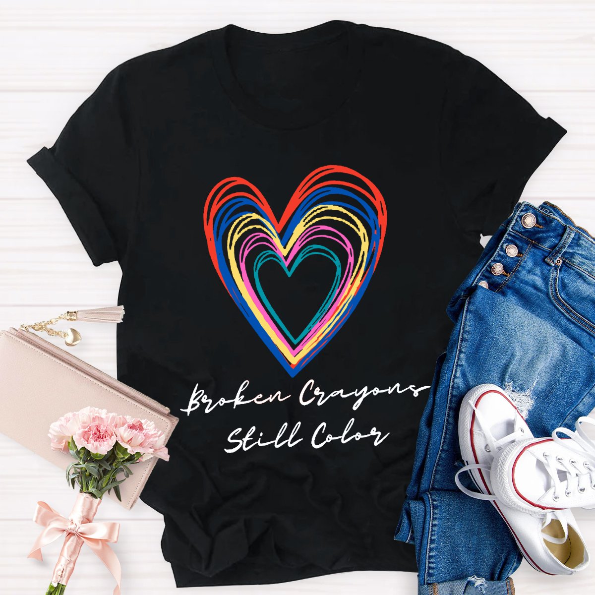 Broken Crayong Still Color Teacher Shirt