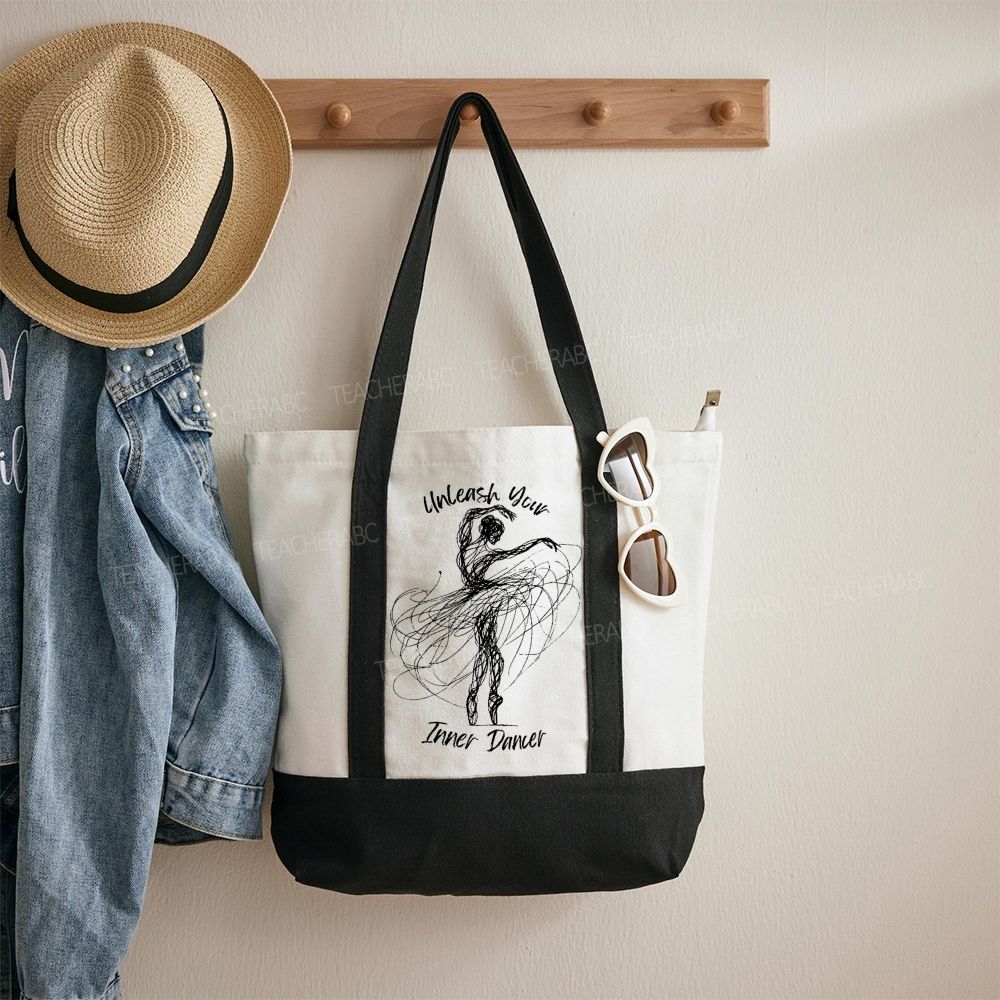 Unleash Your Inner Dancer  Color-blocked Canvas Bag