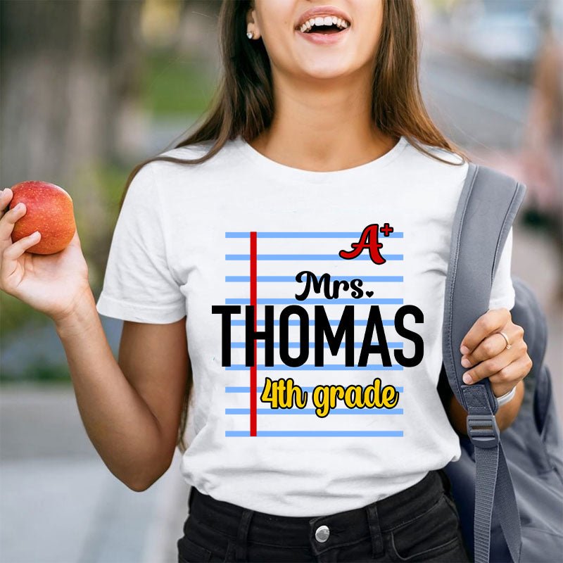 Personalized Name And Grade A Teacher T-Shirt