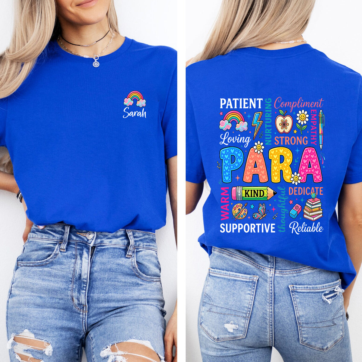 Personalized Name  Para Patient  Strong  Kind Supportive Rainbow  Double Printed T-shirt