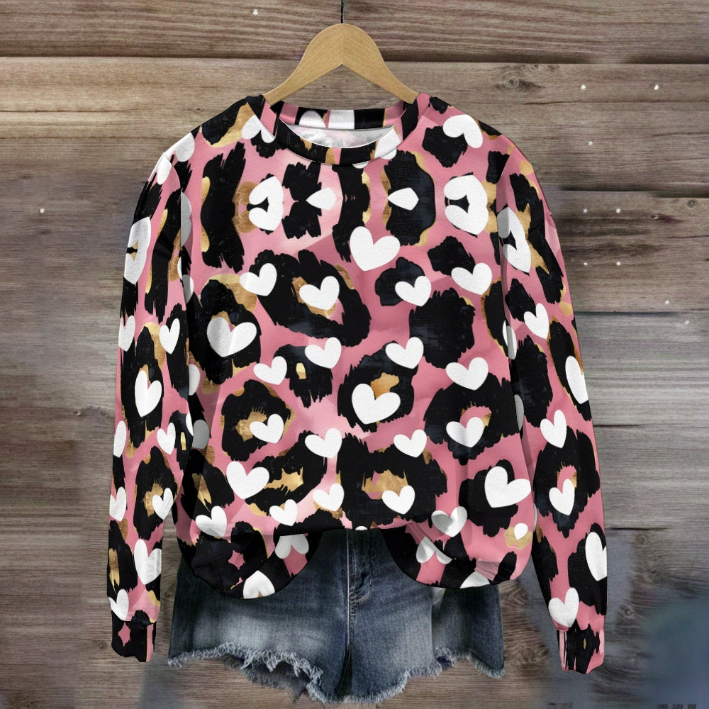 Pink Heart Leopard Sweatshirt