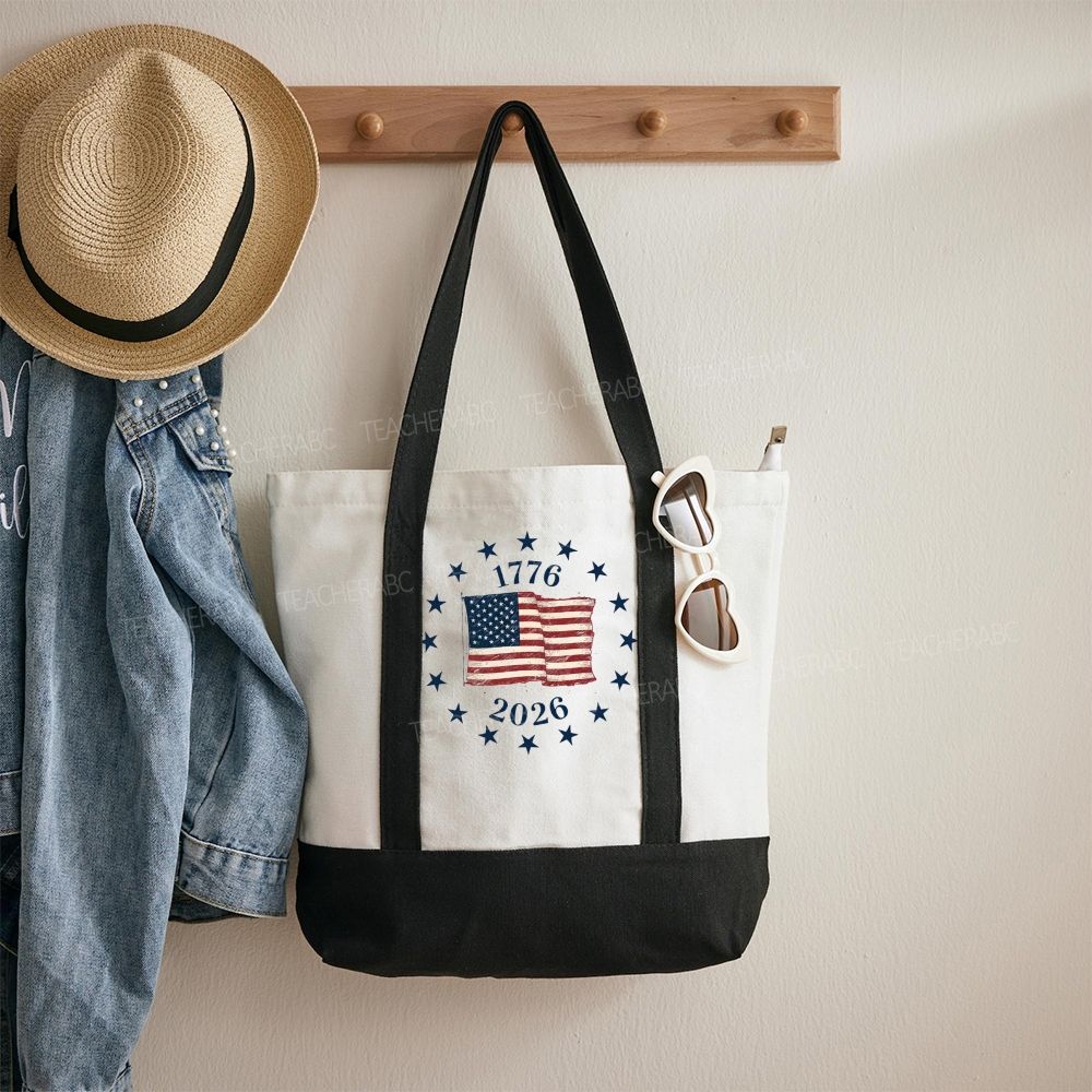 Independence Day Flag  Color-blocked Canvas Bag