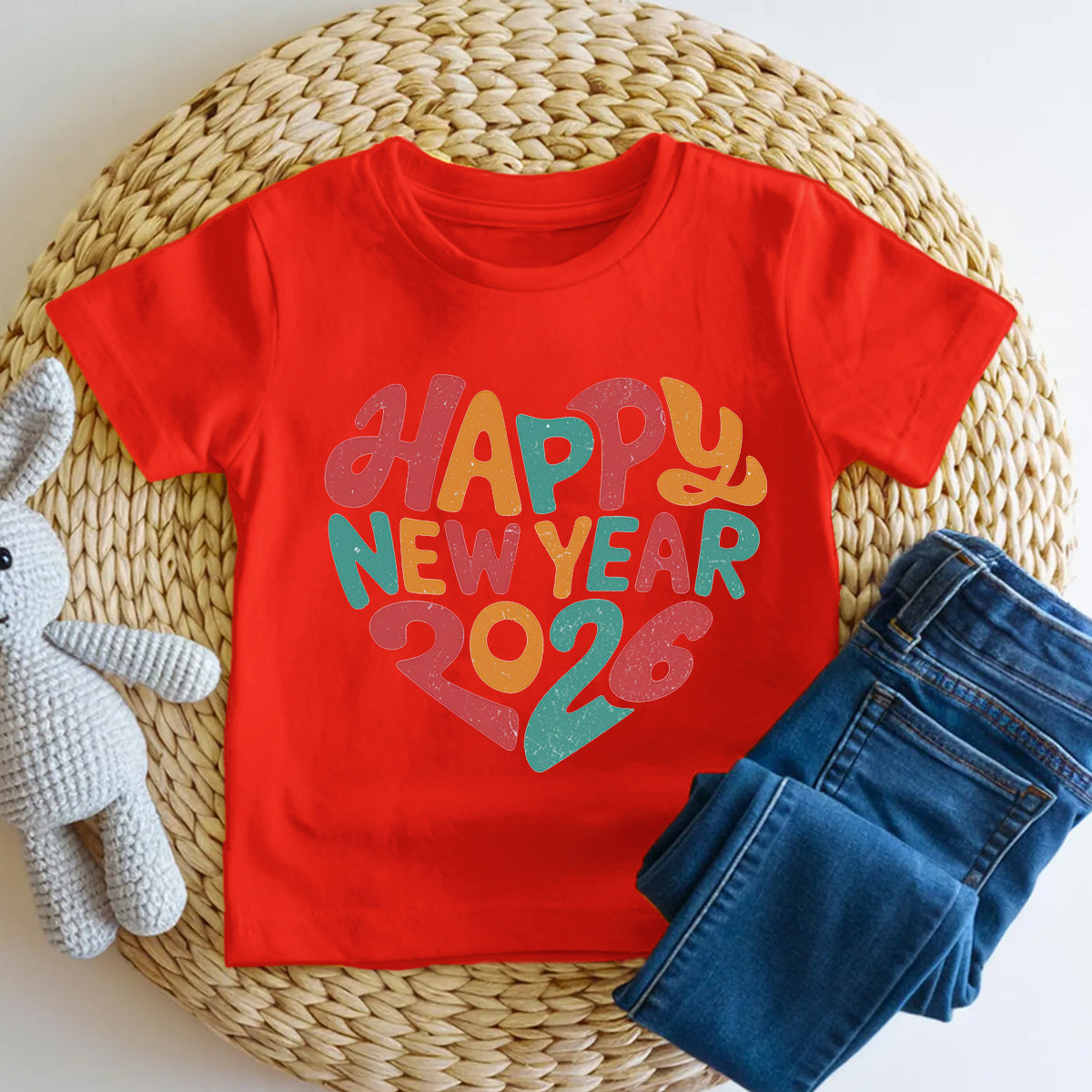 Happy New Year 2026 Merry Christmas Colored Fonts Toddler T-shirts