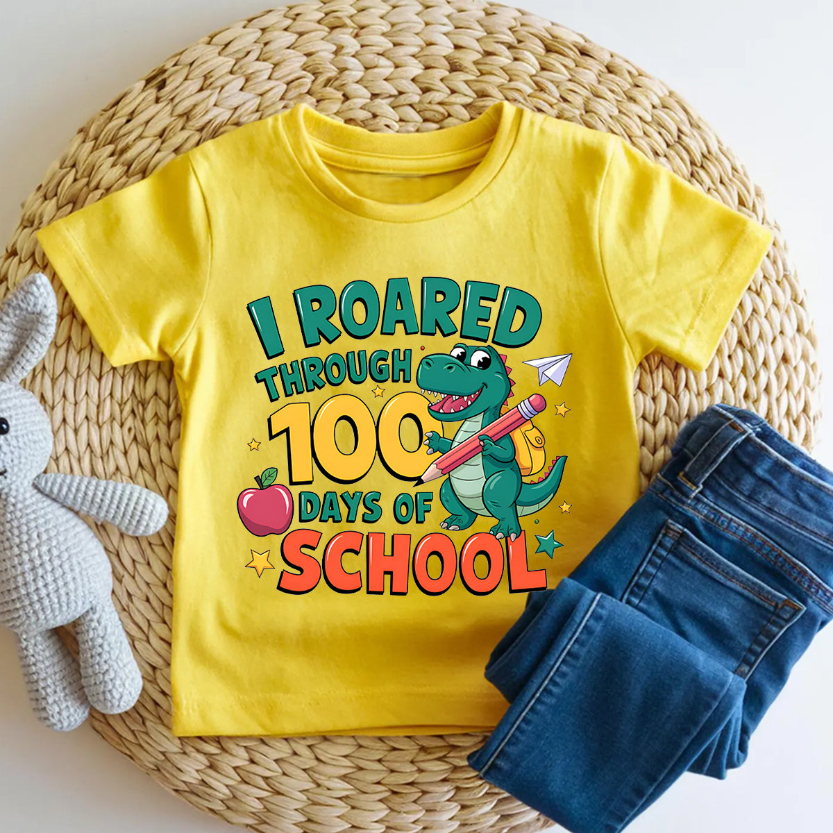 I Roared Through 100 Days Of School Dinosaurs And Pencils Toddler T-shirts