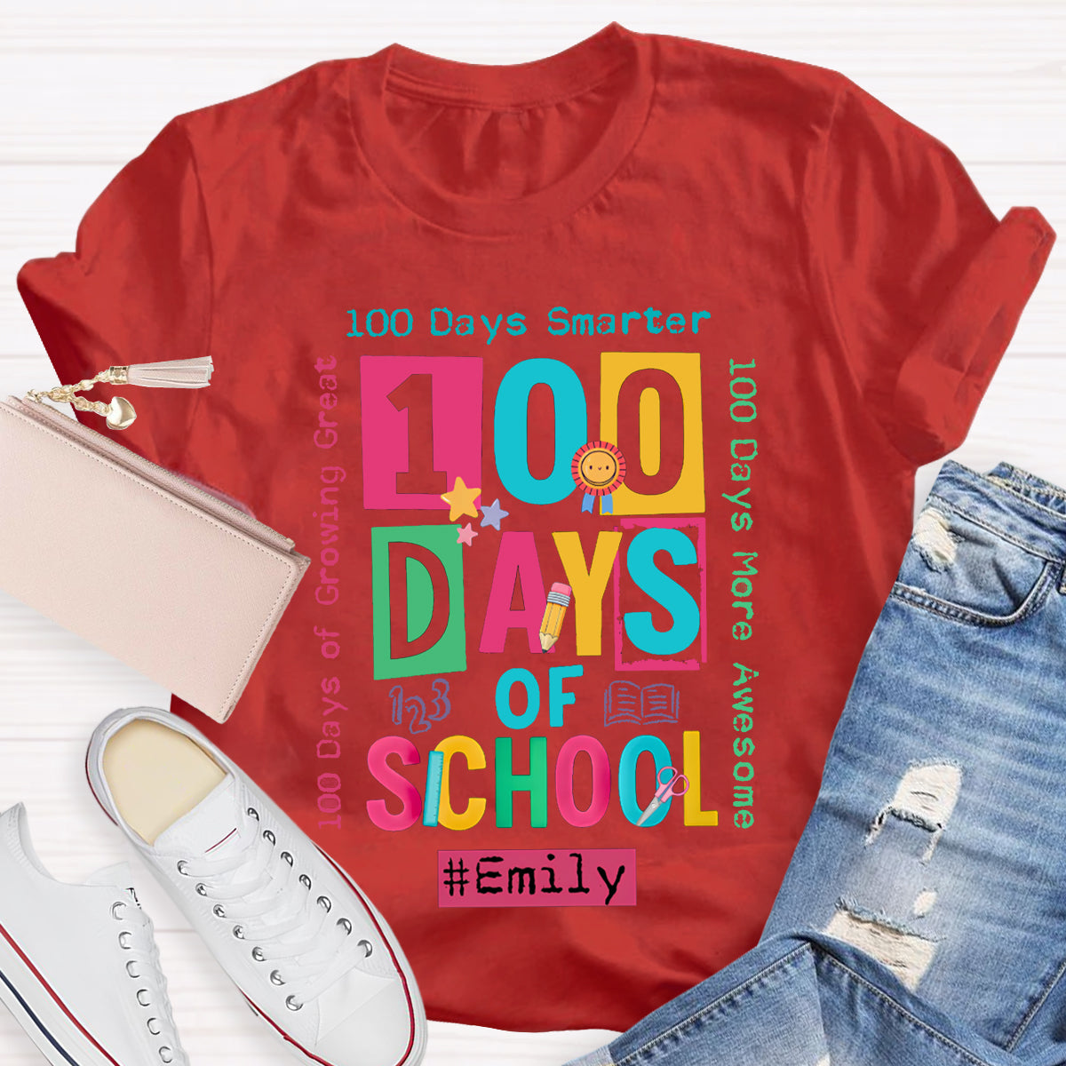 Personalized Name 100 Days Of School Smarter T-shirt