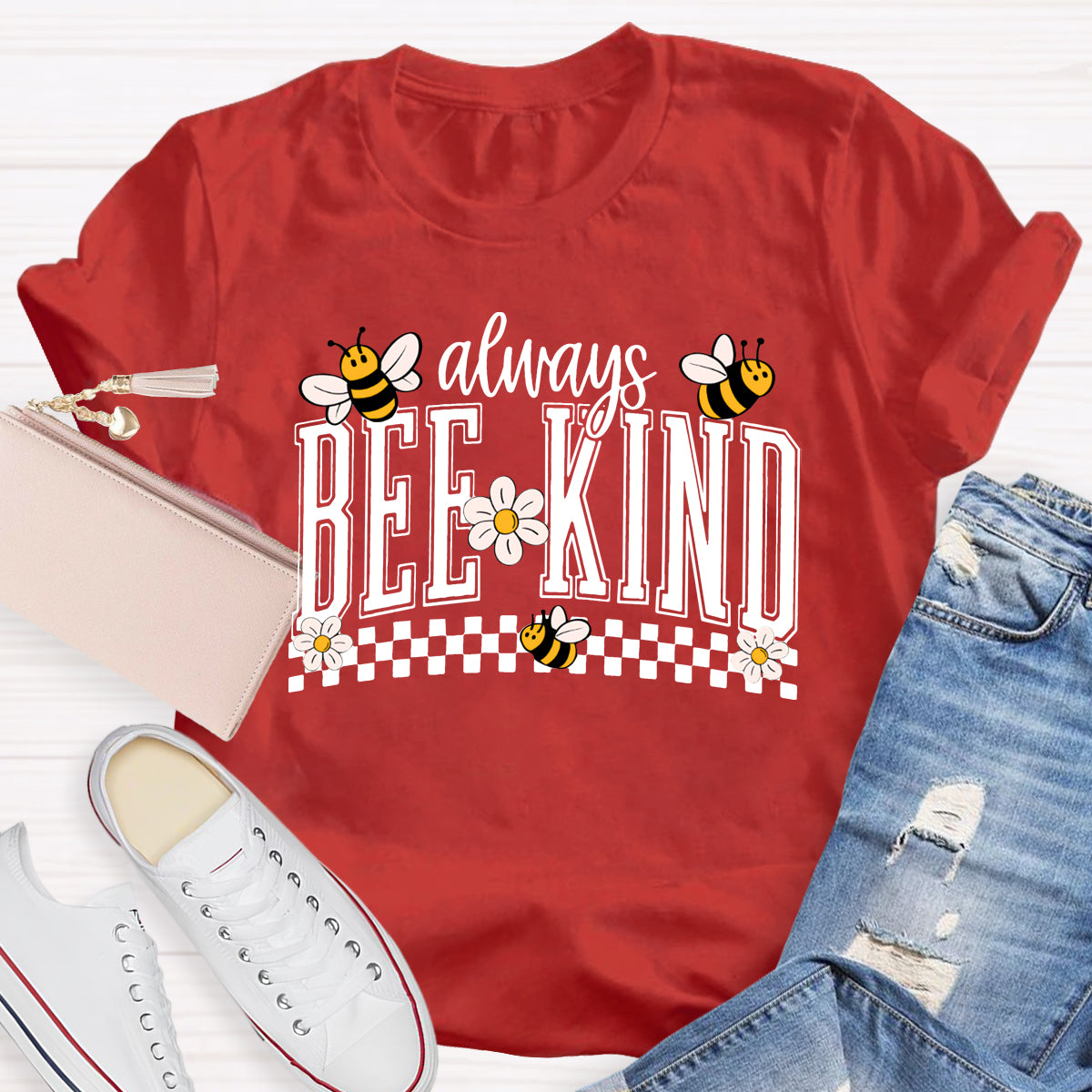 Always Bee Kind Bees And Small Flowers Teacher T-shirt