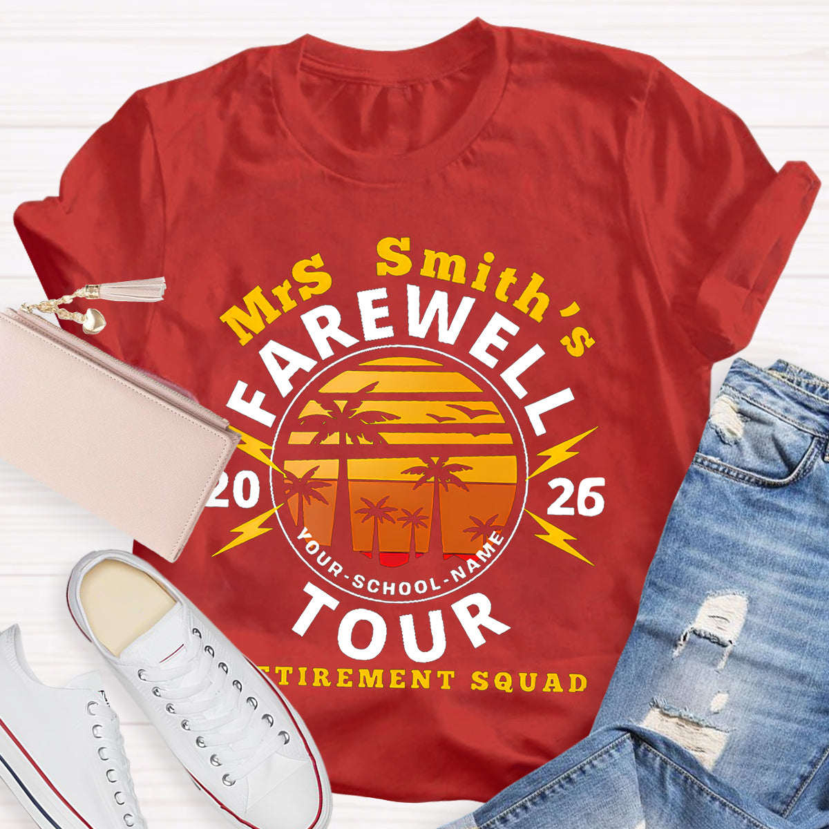 Personalized Teacher's Name And School Name Farewell Tour Retirement Squad T-Shirt