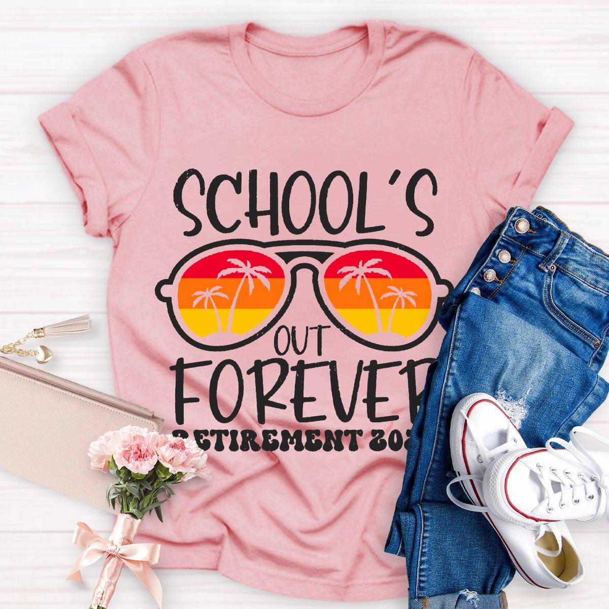 Personalized Time School's Out Forever Retirement 2024 Teacher Shirt