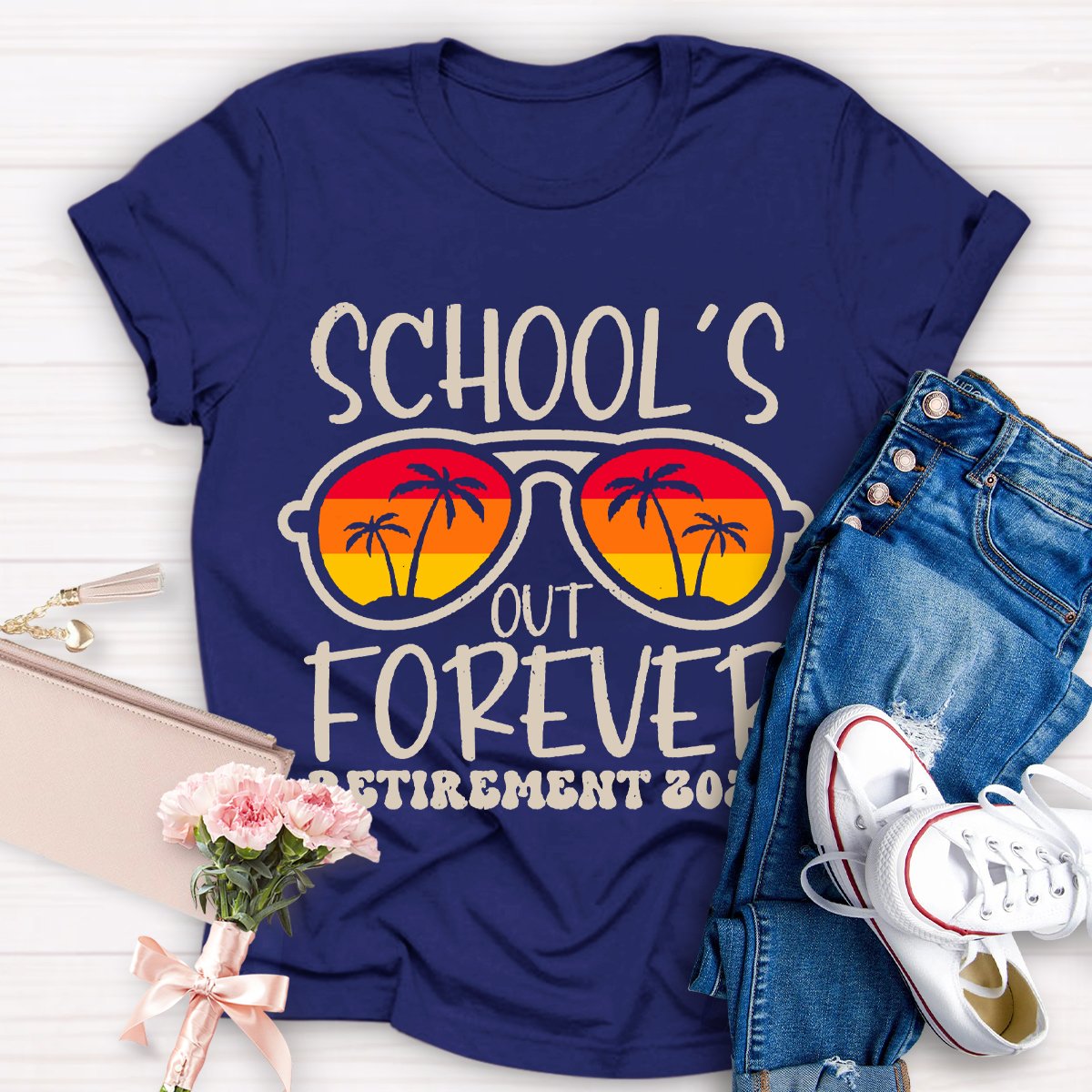Personalized Time School's Out Forever Retirement 2024 Teacher Shirt