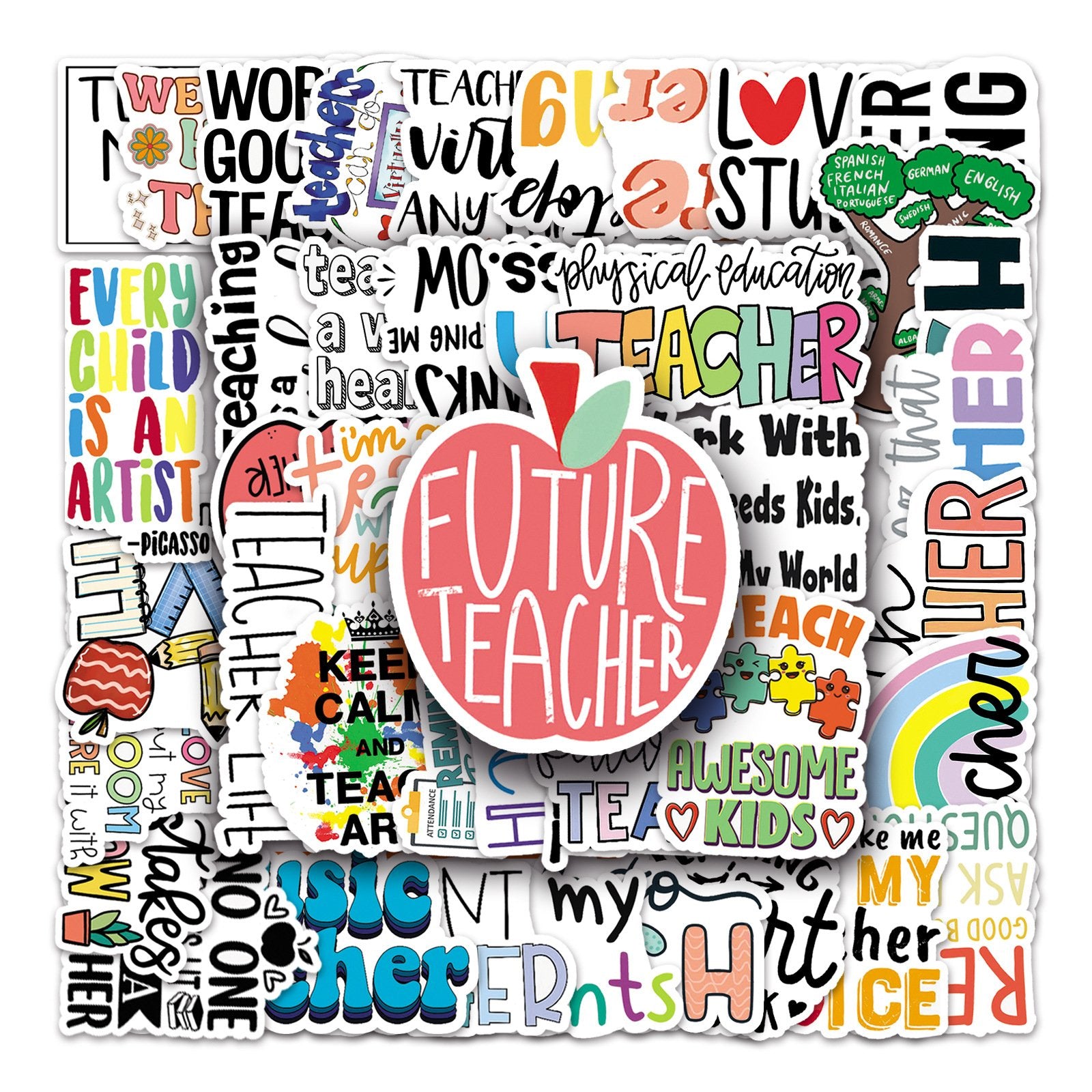 50 Teacher Graffiti Stickers