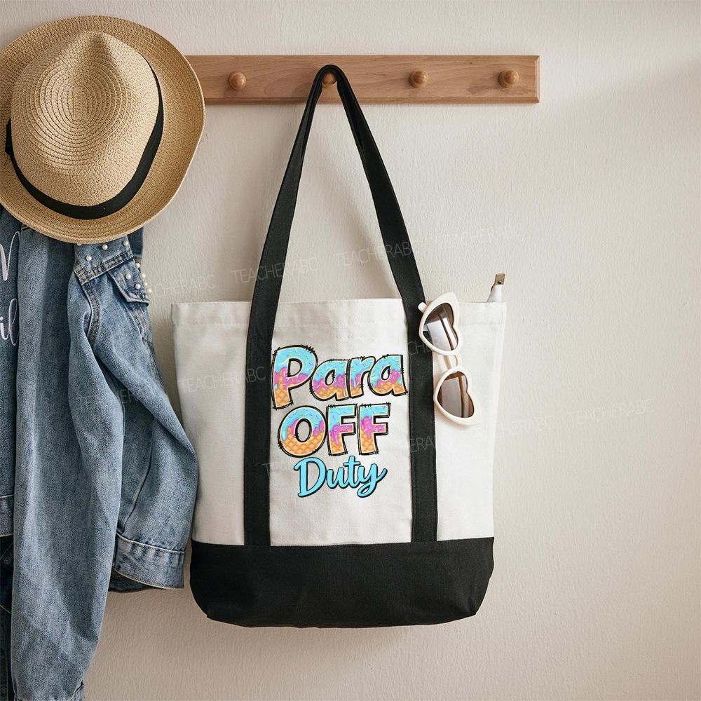 Para Off Duty Pattern Letters   Color-blocked Canvas Bag