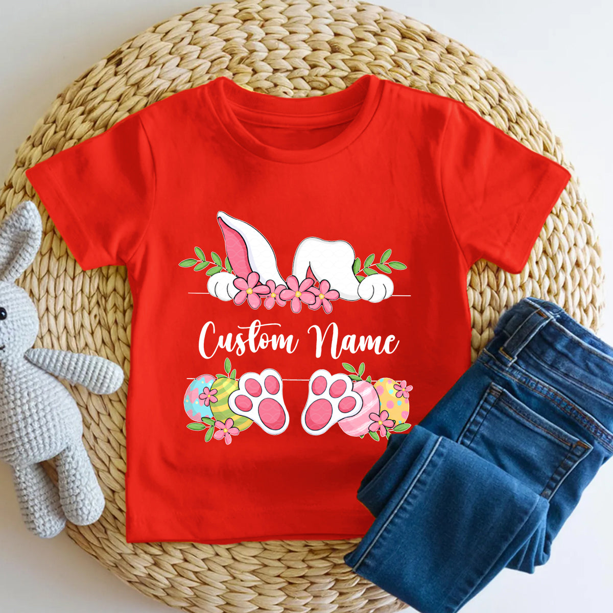 Personalized Name  Rabbit Flowers  Toddler T-shirts