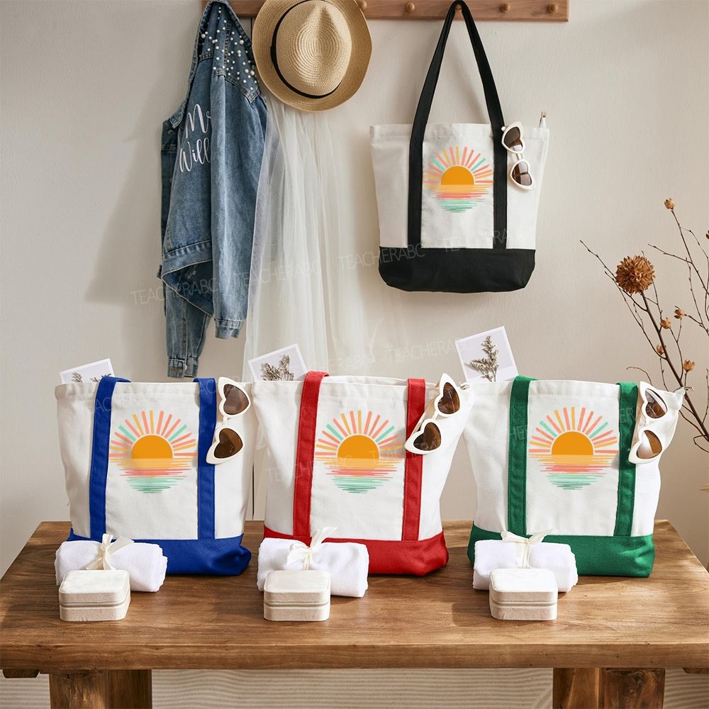 Sun Colorful Pattern  Color-blocked Canvas Bag