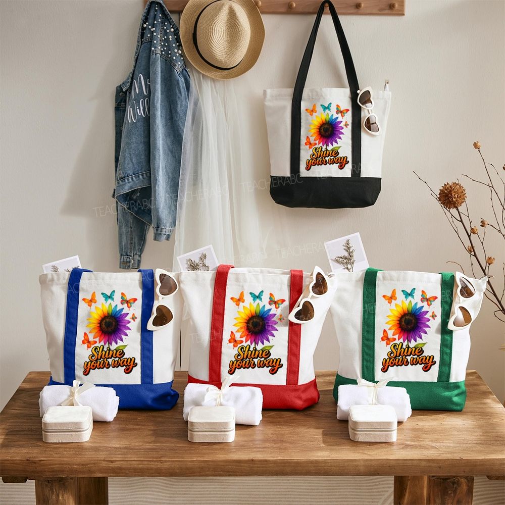 Shine Your Way   Color-blocked Canvas Bag