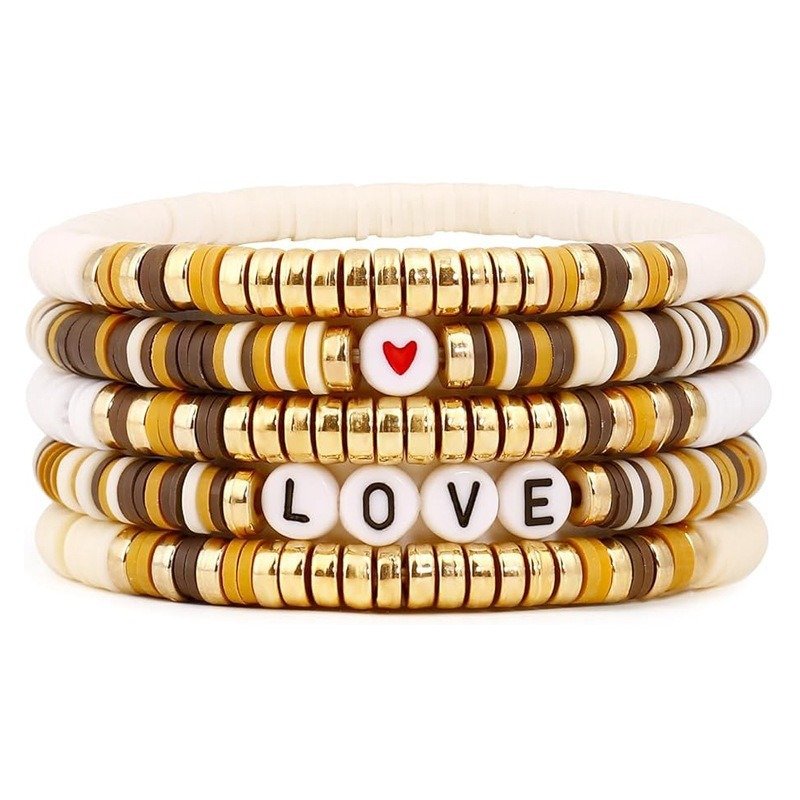 Polymer Colored Sliced Elastic Cord Letter Bracelet