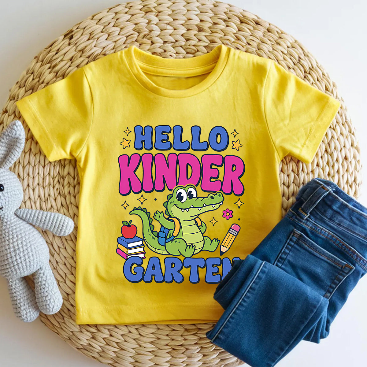 Personalized Grade Hello Kindergarten Backpack Crocodile Toddler T-shirts