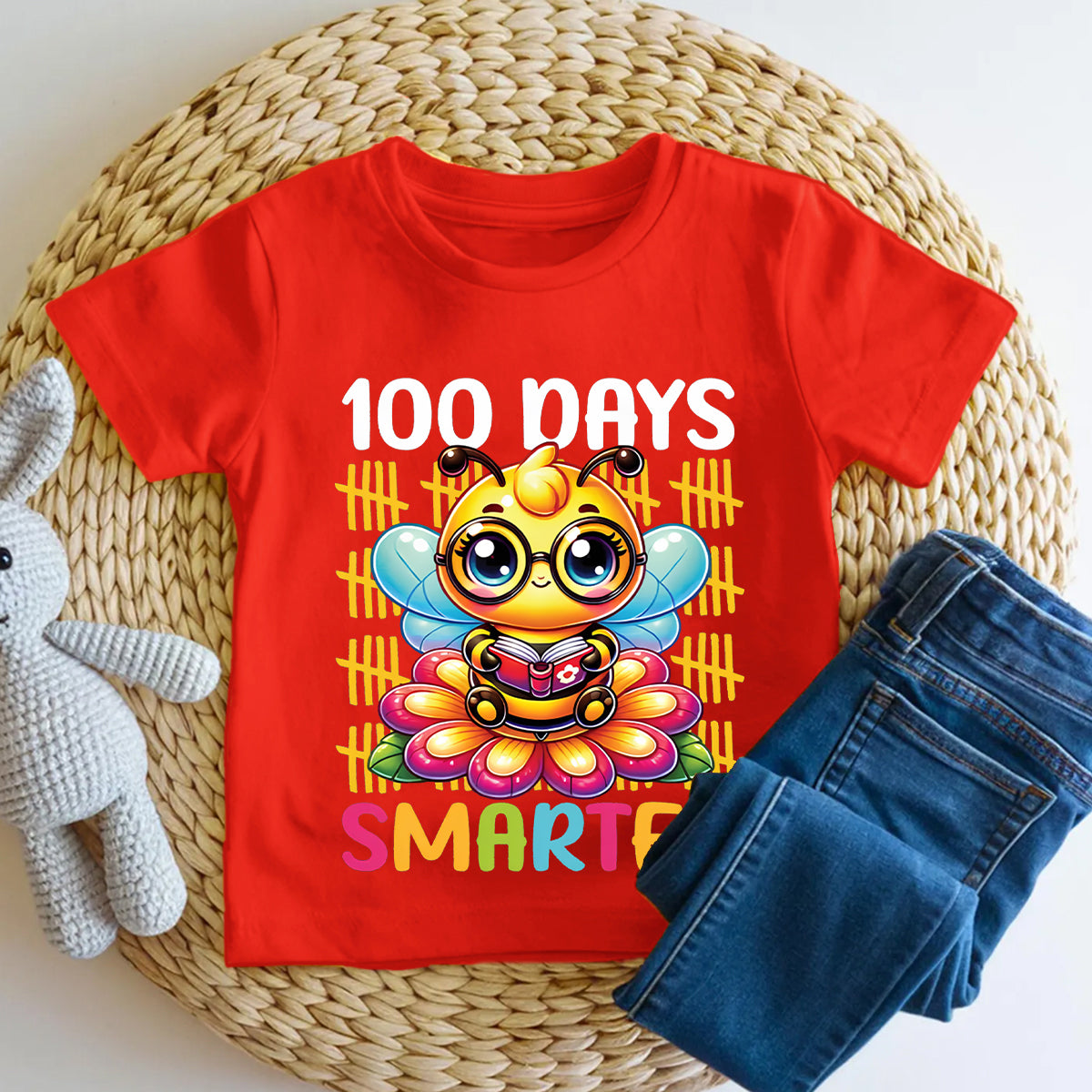 100 Days Smarter Little Bee Print Toddler T-shirts