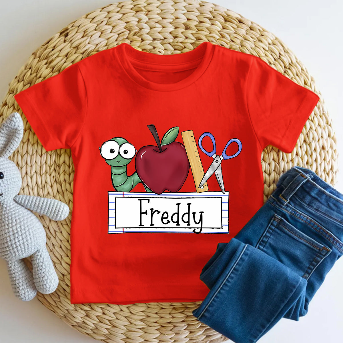 Personalized Name Apples Scissors And Little Learners Toddler T-shirts